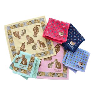 日本进口paul&joe高档女士儿童随身印花手帕手绢方巾汗巾毛巾粉色