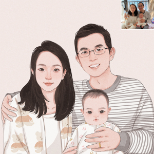 上善品牌设计淘宝q版手绘头像设计全家福定制卡通漫画一家三口真人