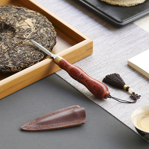 得窑 大马士革茶刀 功夫茶具普洱茶刀 花梨木把手带刀套