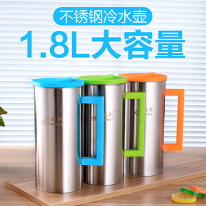 食品级不锈钢冷水壶1.8L加厚冷热两用餐饮韩式果汁壶家用油壶茶壶