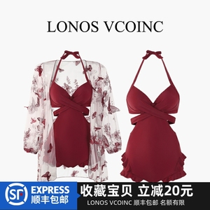 LONOS VCOINC 新款2024泳衣女连体遮肚显瘦网红性感小胸聚拢泳装