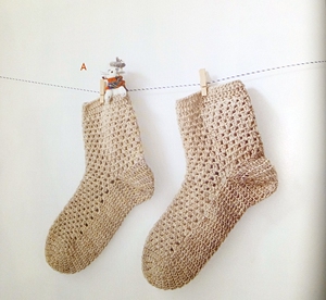 diy手工毛线钩针编织 袜子2  图片教程 中文图解