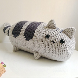 diy毛线手工编织靠枕沙发靠垫套 大懒猫抱枕套钩针图解 图片教程