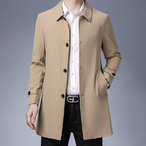 中长款风衣男士式中款春秋款中年秋装2021新款商务外套中老年秋冬