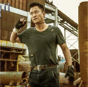 战狼2电影吴京冷锋同款t恤男士夏季纯棉达康书记短袖上衣服藏蓝色