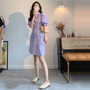 sandro PRINCESS法国高级设计感收腰连衣裙2024夏装女神衬衫裙子