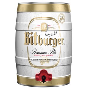 碧特博格(bitburger)啤酒 皮尔森型黄啤酒 桶装5l(升)/桶德国