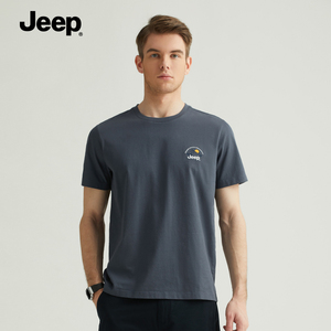 吉普圆领短袖t恤男士加大码宽松休闲条纹半袖体恤运动打底衫471人付款