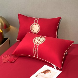 结婚枕头一对陪嫁大红色婚庆情侣单人枕芯家用助眠保健出嫁婚床装