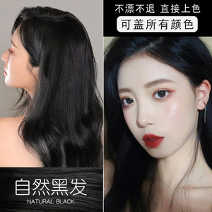 黑色染发剂自然黑染发膏植物自己在家染头发男女流行色染色盖白发