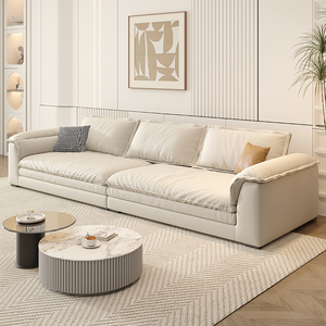 2024新款大坐深科技布艺沙发组合客厅小户型双人直排极简真皮沙发