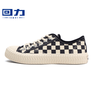 回力棋盘格饼干帆布鞋春秋季黑白格子男鞋2022新款板鞋春季小白鞋