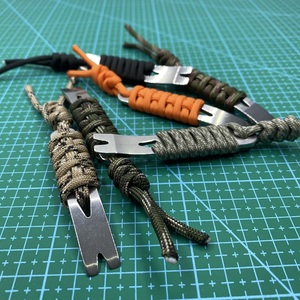纯手工伞绳编织EDC柄状不锈钢撬棍 钥匙扣迷你口袋工具起钉器