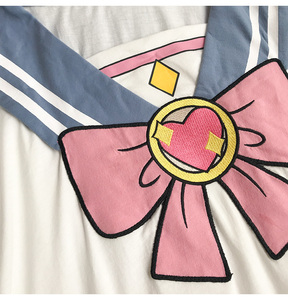 果k 剪标水冰月重工刺绣蝴蝶结睡衣女夏可外穿家居服可爱短袖睡裙