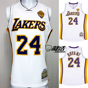 mitchell&ness科比洛杉矶湖人10总决赛白24mn多层刺绣球员au球衣