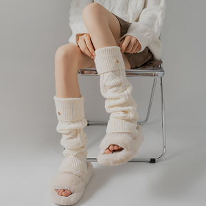 韩国东大门袜子女长筒老板娘同款毛线针织袜套腿套加厚小腿堆堆袜