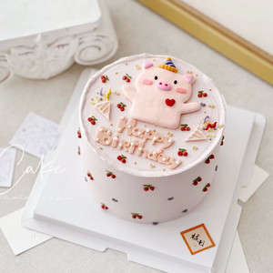 烘焙蛋糕装饰摆件软陶小猪软胶生日快乐猪生肖猪女孩蛋糕插牌插件
