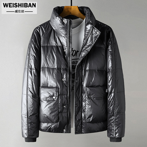潮流痞帅亚光时尚短袖羽绒服男2021年新款加厚保暖白鸭绒羽绒外套
