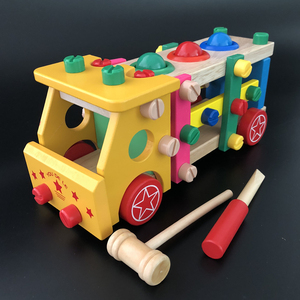 木质拆装螺母车拧螺丝螺母工具车木制儿童玩具男孩拼装组合玩具