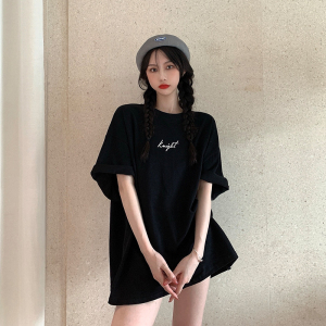 下半身失踪网红款短袖t恤女2022夏季新款洋气宽松字母印花上衣ins