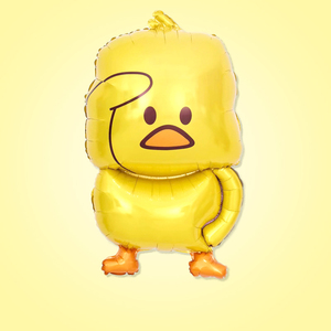 抖音网红卡通黄鸭子气球儿童生日布置派对装饰可爱表情商场节日