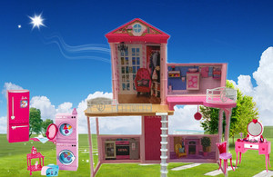 正版美泰芭比娃娃梦想豪宅洋房别墅 粉红甜甜屋之创意家居礼盒