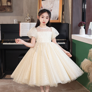 女童礼服公主裙高端小女孩钢琴演奏儿童生日婚纱裙子主持人演出服