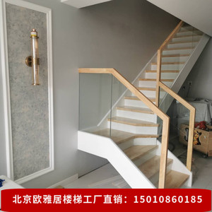北京实木楼梯玻璃护栏阁楼整体室内loft楼梯公寓复式小户型楼梯