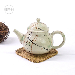 日本进口常滑烧 淳藏织布釉后手茶壶日式泡茶壶过滤壶纸盒装
