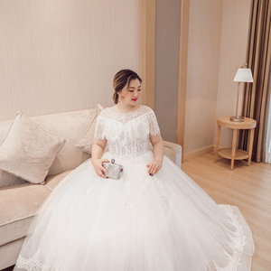 大码婚纱礼服200斤胖mm加肥加大修身胖mm新娘显瘦2019新款森系