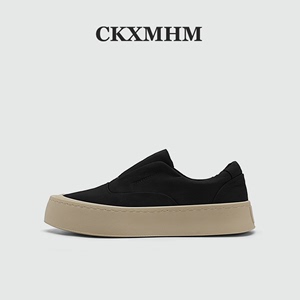 CKXMHM夏季厚底黑色鞋子男款低帮透气不臭脚板鞋一脚蹬套脚懒人鞋