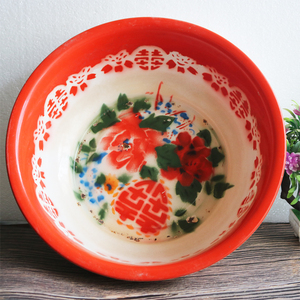 老式搪瓷盆洗脸盆怀旧货装饰收藏道具旧面盆古董摆件老物件洗菜盆