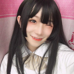 男士长直发女装大佬cd变装姬发式齐刘海修脸纤丝伪娘cos假发头套