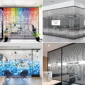 彩虹马赛克个性艺术渐变公司办公室会议室隔断玻璃贴膜透明静电贴