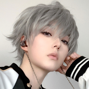 假发男短直发奶奶灰