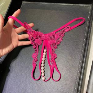 调情内裤性感低腰开裆诱惑蕾丝丁字裤女t裤珠子内裤