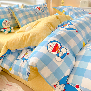 哆啦A梦纯棉床上四件套100全棉儿童男卡通叮当猫床单被套三件套春