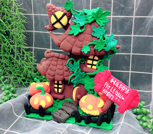 【万圣节房子摆件多款】超轻粘土白胚底板材料创意手工diy配件