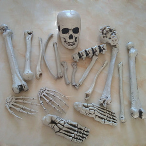 万圣节恐怖道具鬼屋密室鬼骷髅头散骨头摆件成人骨架模型装饰用品