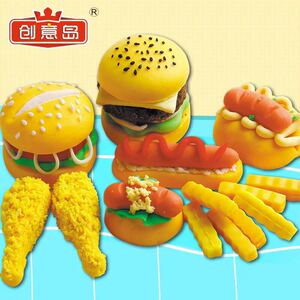 创意岛 超轻粘土彩泥diy自制汉堡鸡腿薯条玩具模具橡皮泥工具020