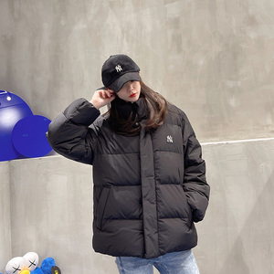 韩国mlb小标ny短款羽绒服净版纯色加厚男女同款面包服2021冬新款