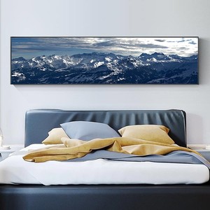 雪山卧室装饰画现代简约酒店公寓过道自然风光雪风景房间床头挂画