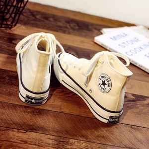 帆布鞋女高帮基础百搭ins潮鞋ulzzang2021春秋季新款学生布鞋elin