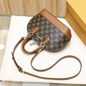 百丽姿女包贝壳包大容量手提包轻奢时尚高级感百搭老花斜挎单肩包