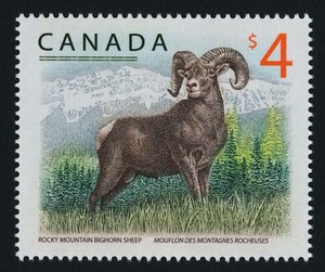 加拿大雕版動物邮票--《落基山大角羊》---.20181010