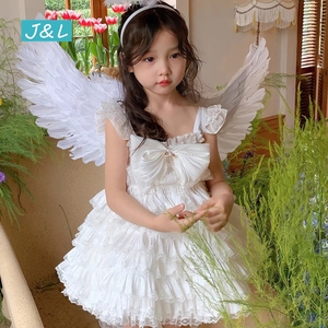 女童白色天使翅膀公主连衣裙小女孩洛丽塔lolita生日六一儿童礼服