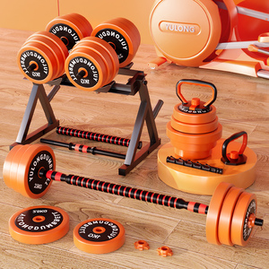 哑铃男士健身家用套装组合宿舍女士壶铃器材可调节实心铁包胶杠铃