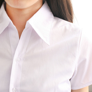 春夏大码女衬衫白色竖纹短袖V领职业装工装ol白衬衣长袖