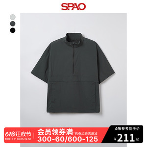 SPAO韩国同款2024年春夏新款男时尚夹克短袖防风衣外套SPJJE25C22