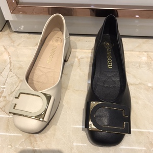 珍妮公主2201粗跟跟高3.5厘米浅口圆头方扣单鞋女鞋